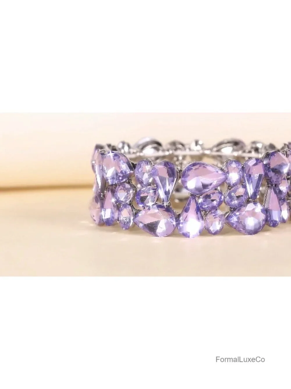 Art Deco Oval Teardrop Crystal Stretch Bracelet Women's Party Prom Jewelry